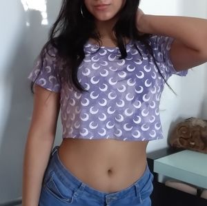Lunar purple and white womens crop top size s/m 💜